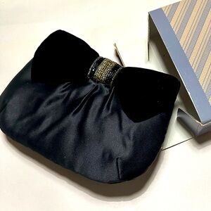 VTG AVON GIFT COLLECTION BEADED FANTASY EVENING BAG BLACK CLUTCH SHOULDER PURSE